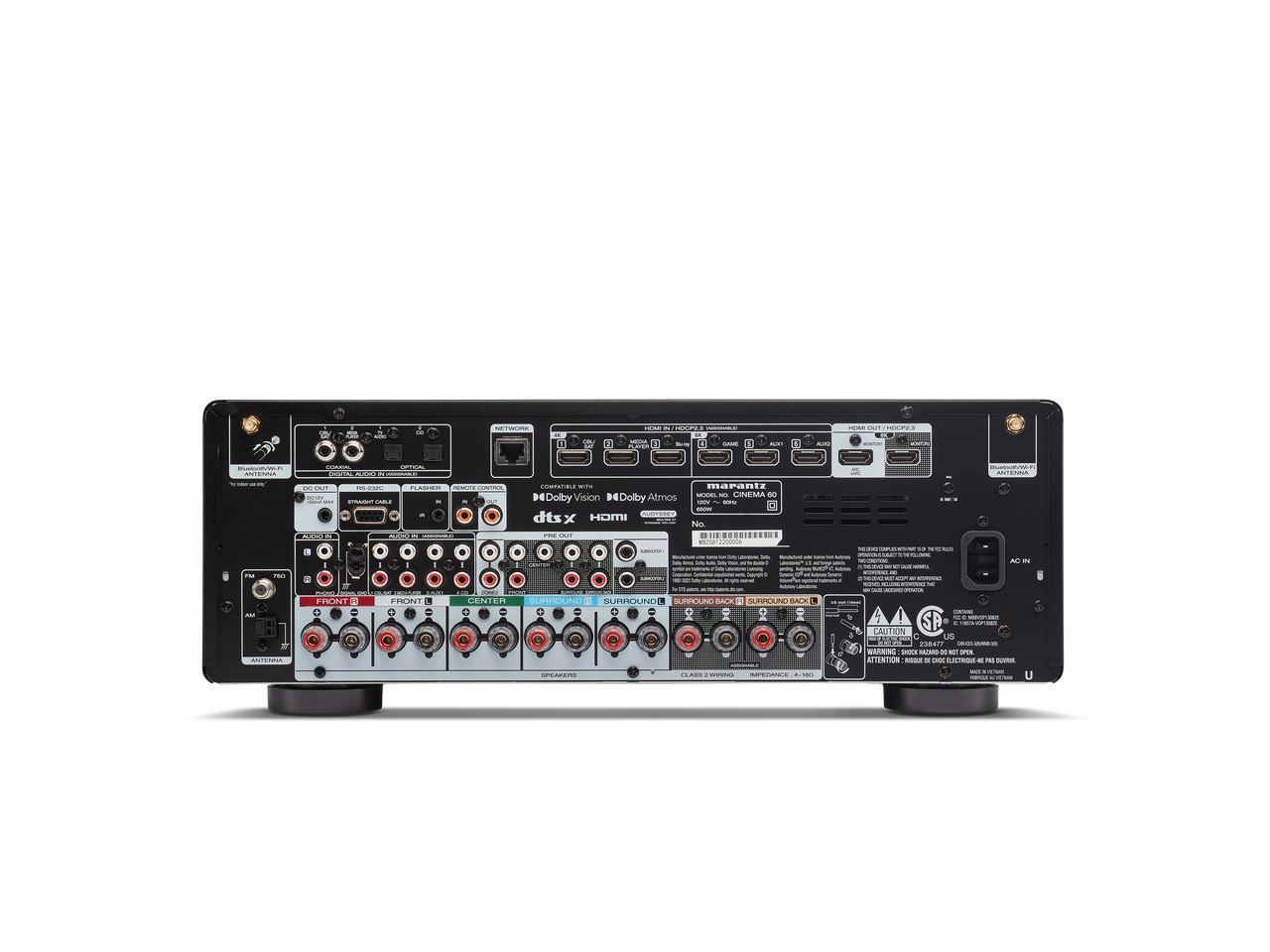 Marantz CINEMA60 AV Receiver in black rear view