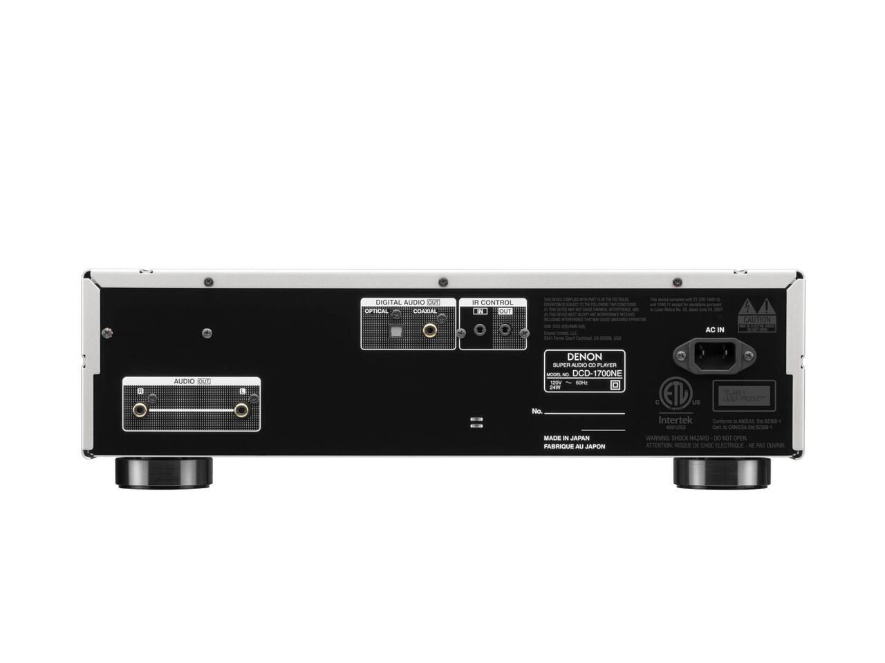 Denon DCD 1700NE CD Player in silver rear view