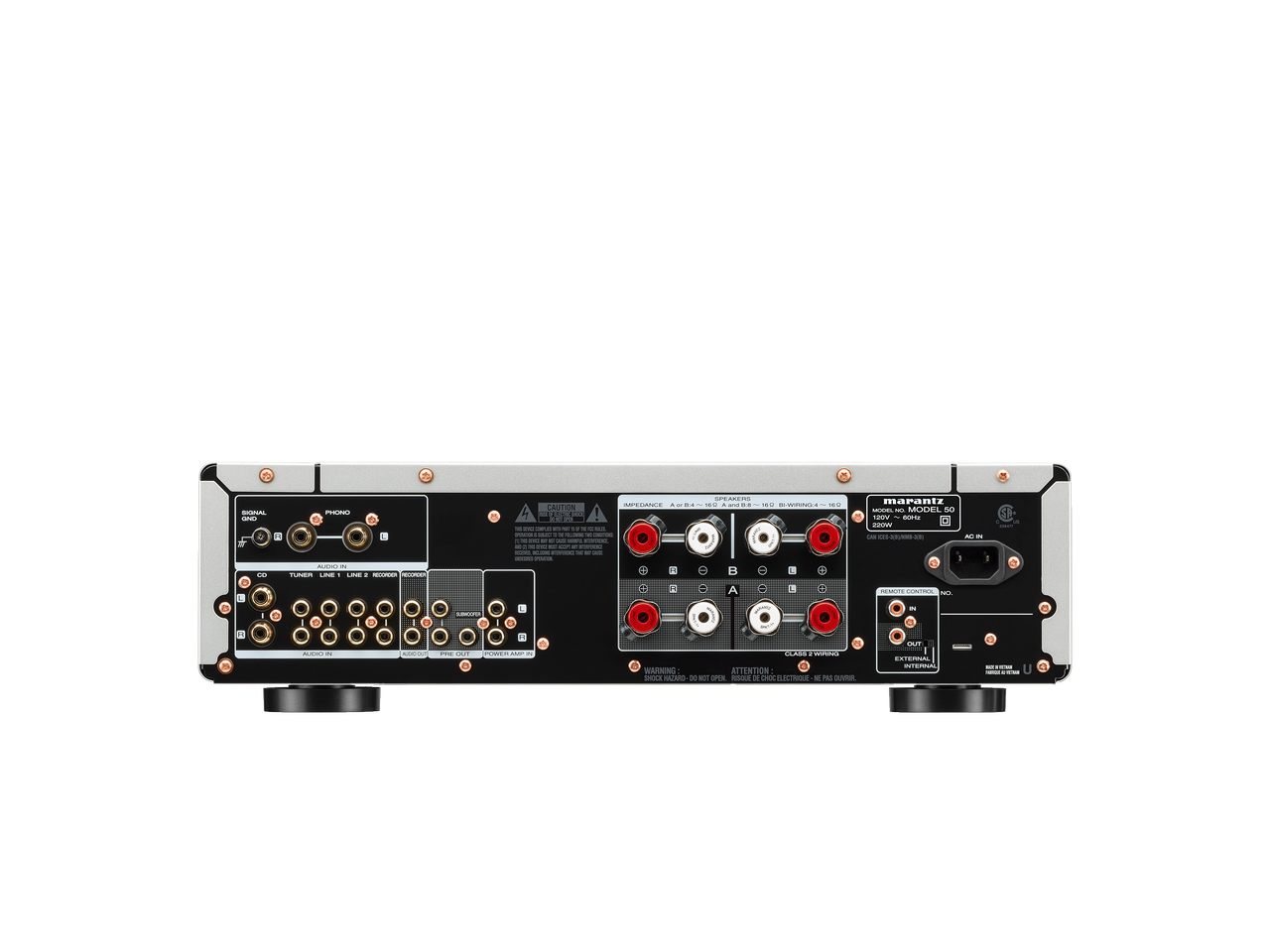 Marantz MODEL50 Amplifier in silver rear view