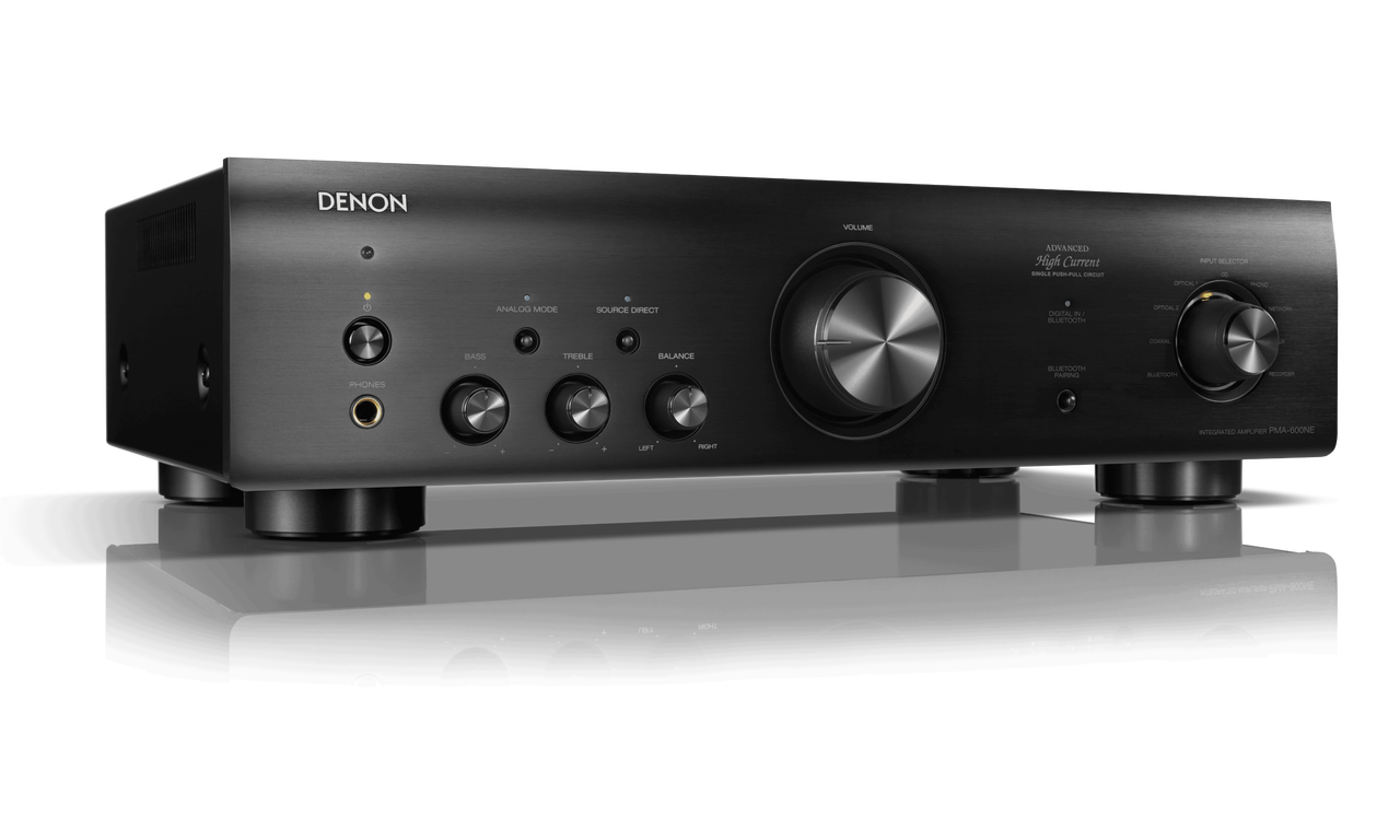 Denon PMA 600NE Amplifier in black angled view