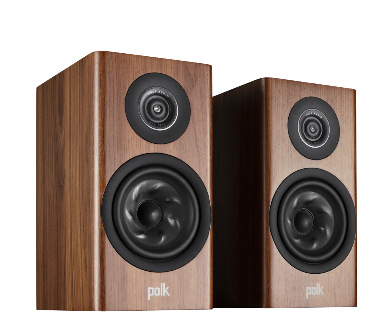 Polk R100 Bookshelf speaker in brown side view