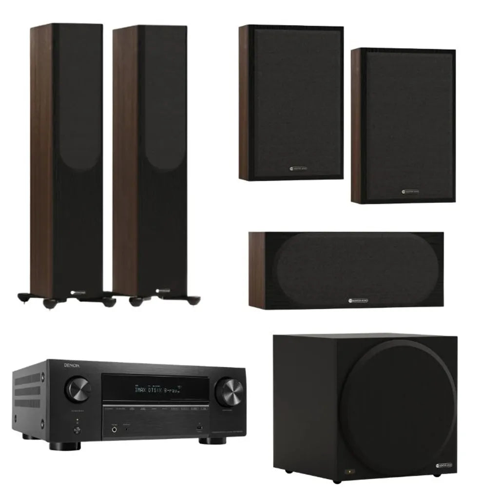 Monitor Audio Bronze 300 5.1 with AVCX3800H player in Walnut finish alternate view
