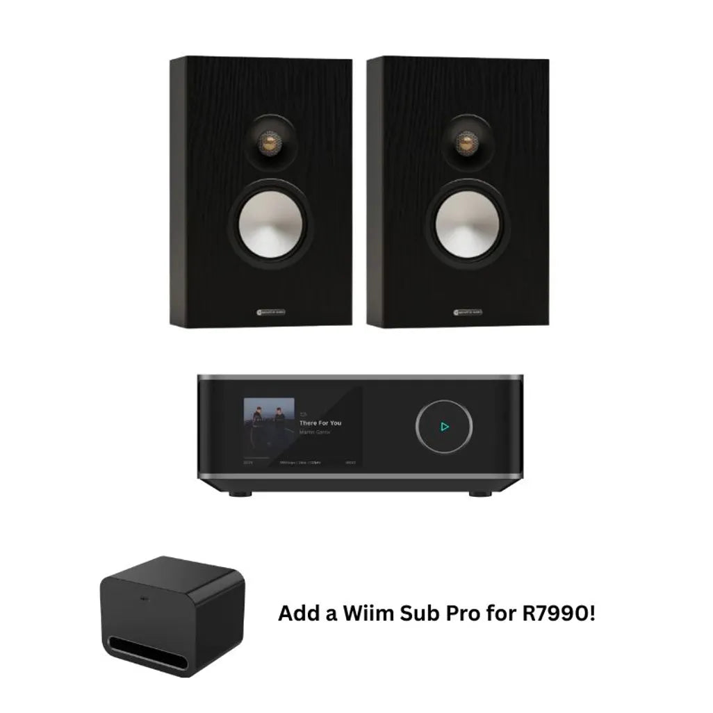 Monitor Audio Bronze OW with Wiim AMP ULTRA player in black alternate view