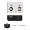 Monitor Audio Bronze OW with Wiim AMP ULTRA player in white