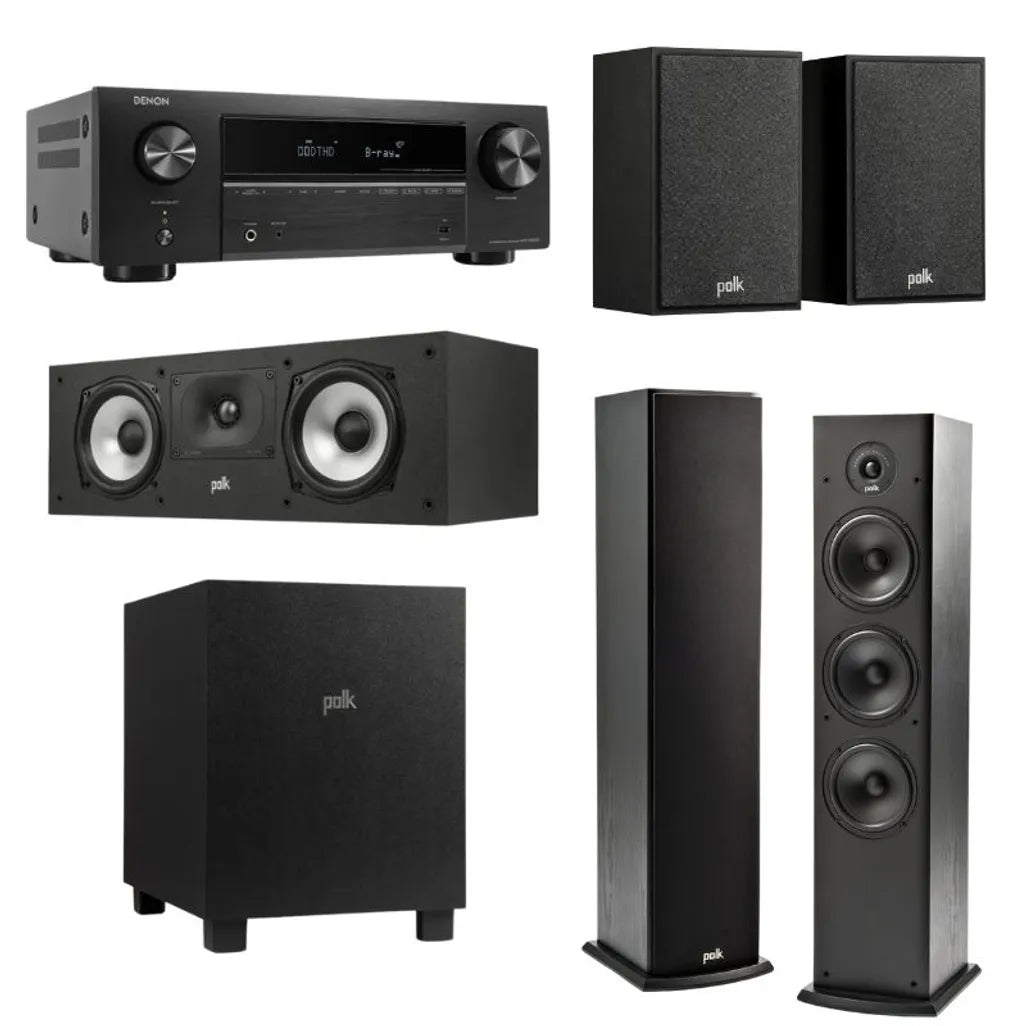 Polk Audio T50 5.1 with Denon AVRX580 (Black) player