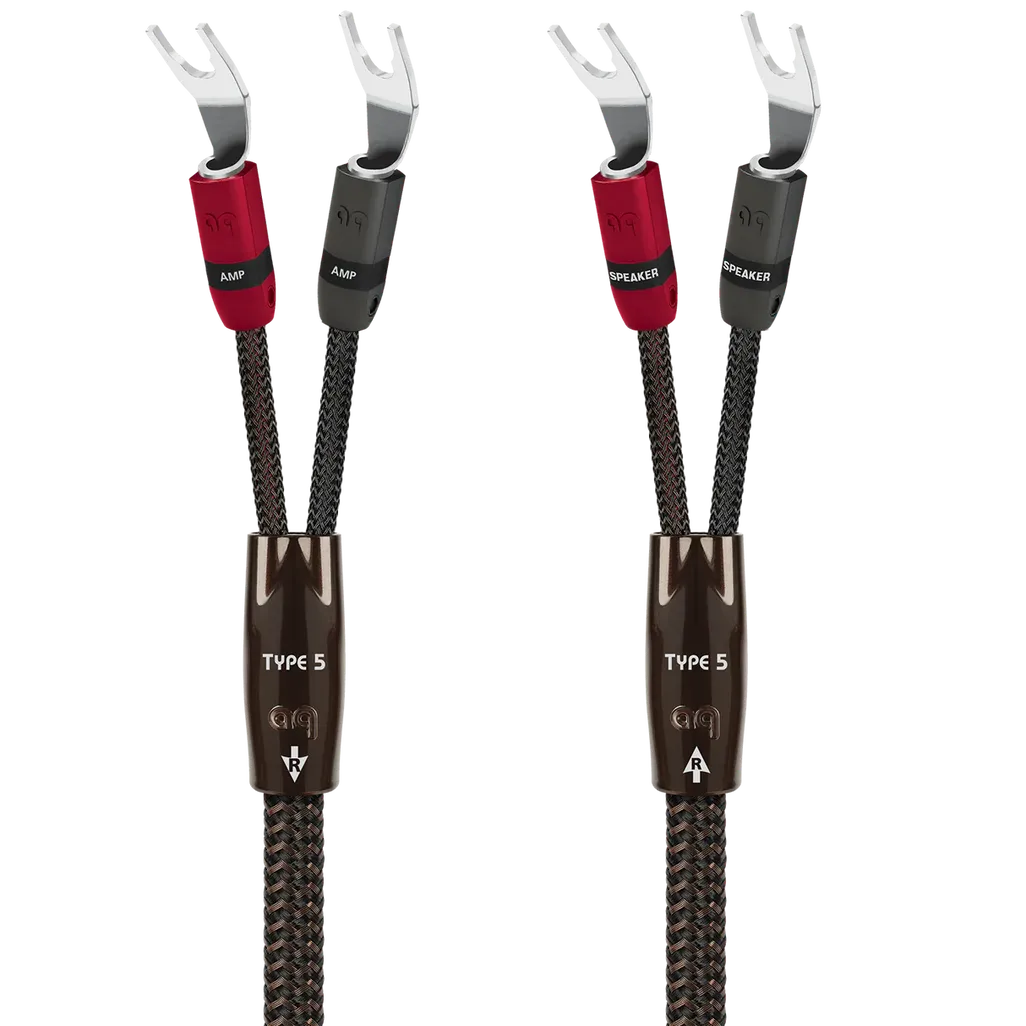 AQ Type5 w/Silver Banana (3m) cable in gold pair view