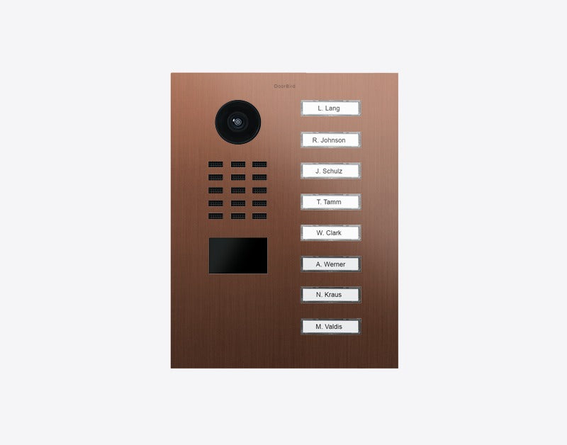 DoorBird D2208V 8-button IP video door station in Bronze finish as PVD coating, stainless steel, brushed