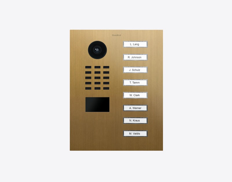 DoorBird D2208V 8-button IP video door station in Gold finish as PVD coating, stainless steel, brushed