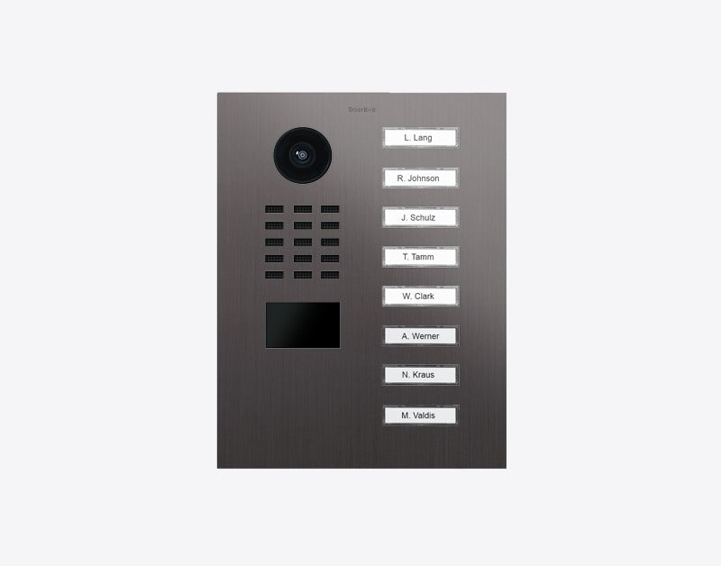 DoorBird D2208V 8-button IP video door station in Titanium finish as PVD coating, stainless steel, brushed