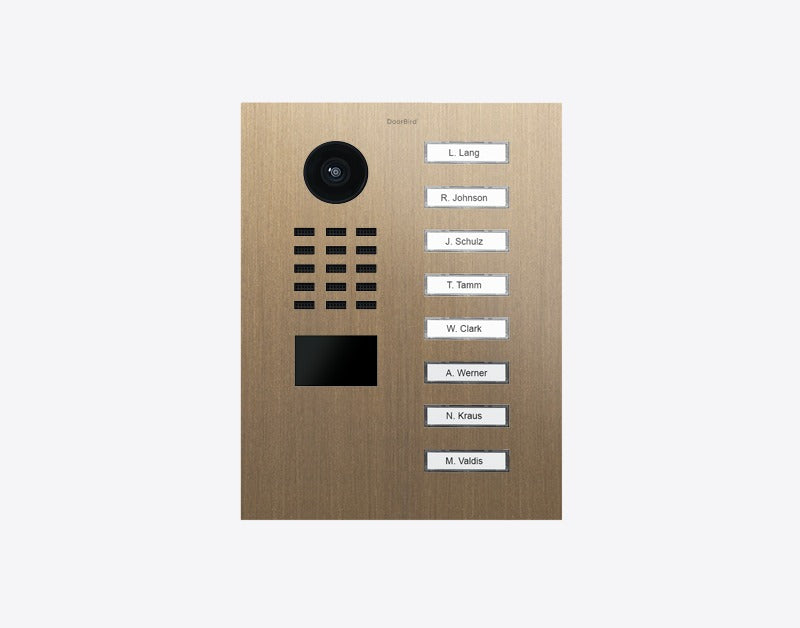 DoorBird D2208V 8-button IP video door station in Real burnished brass