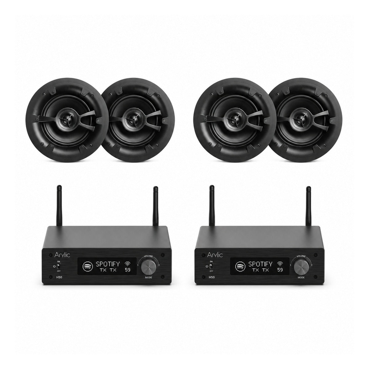 Arylic H50 2-Zone Package with 2 Pairs Linx L6V2 In-Ceiling Speakers