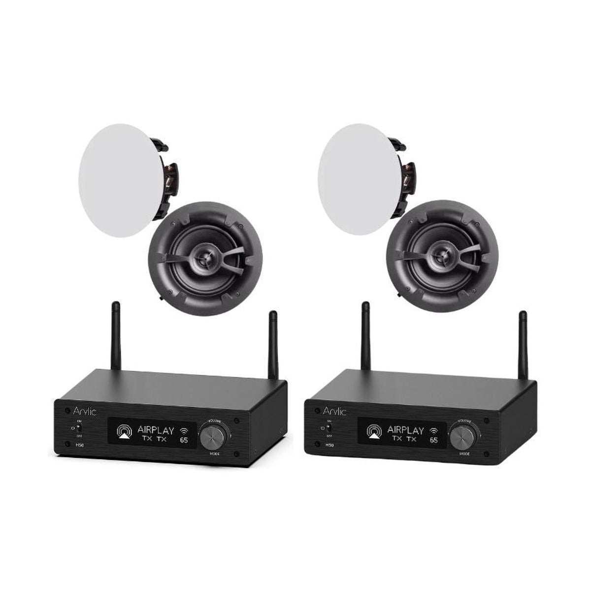 Arylic H50 2-Zone Package with 2 Pairs Linx L8V2 In-Ceiling Speakers