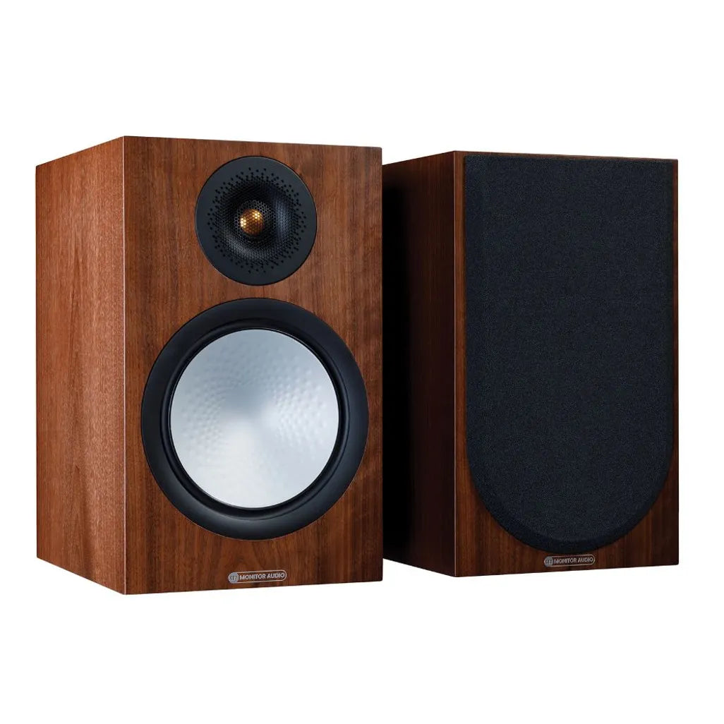 Monitor Audio Silver 100 B/Shelf speaker in Walnut finish pair view