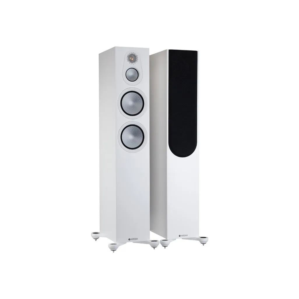 Monitor Audio Silver 300 F/Stander speaker in Satin White finish pair view