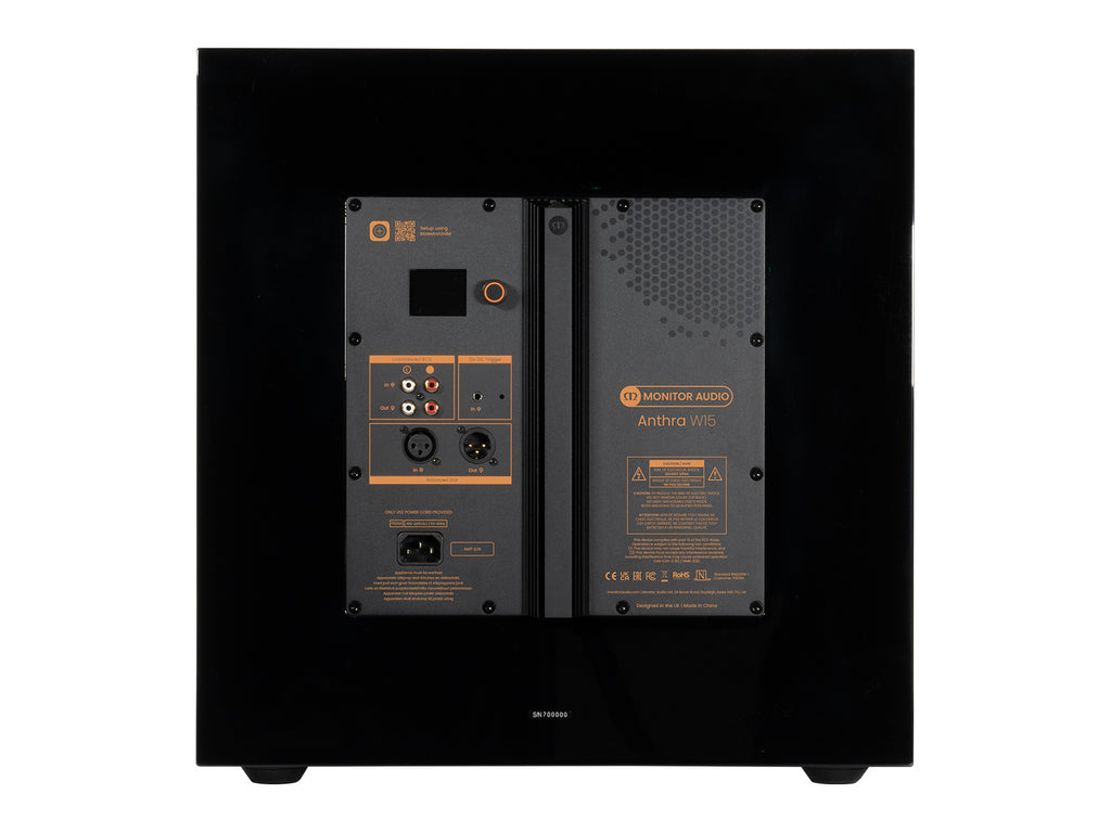Monitor Audio Anthra W15 speaker in Gloss Black finish rear view