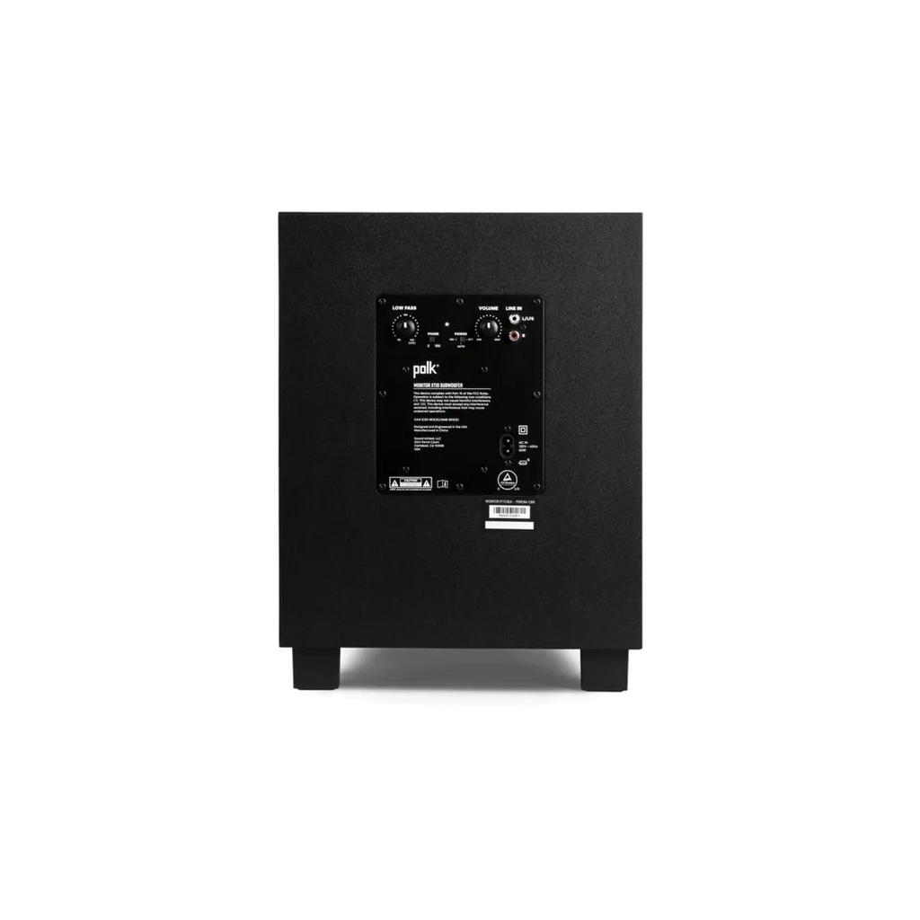 Polk Audio MXT10SUB Subwoofer in black rear view