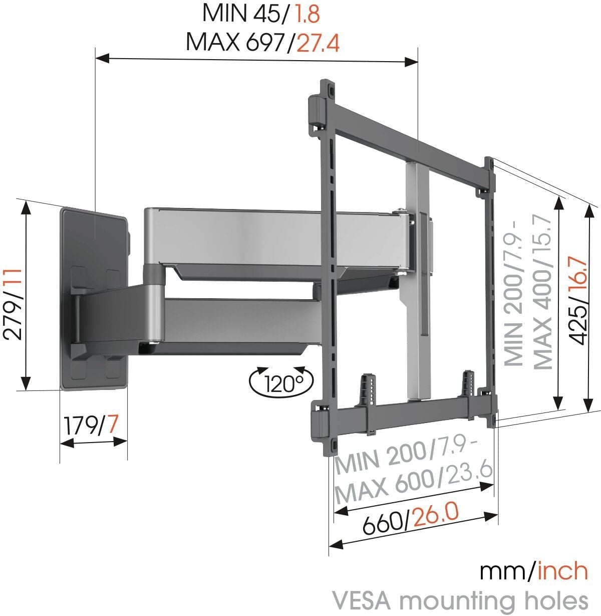 Vogel's TVM 5855 mount in black alternate view