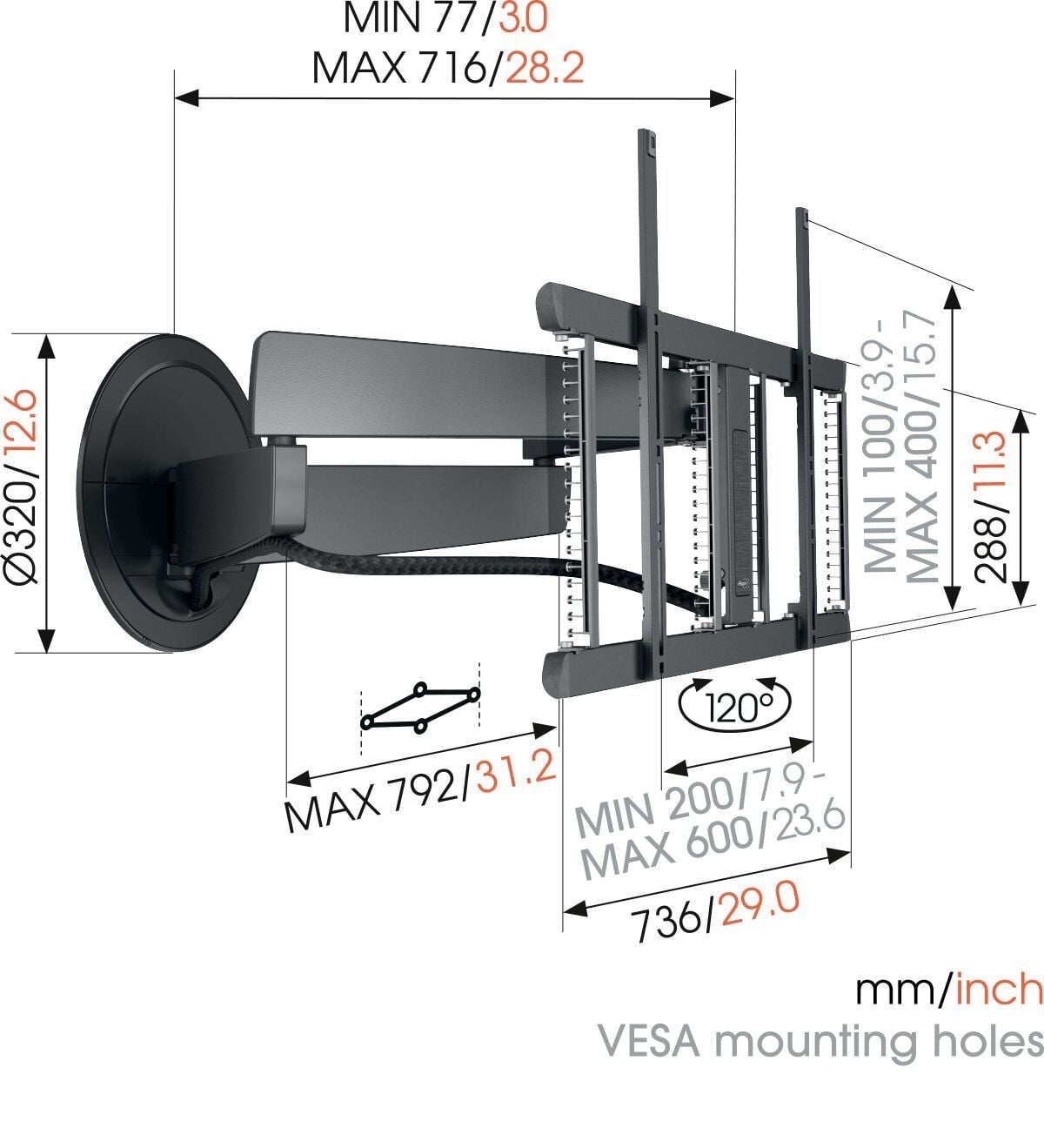 Vogel's TVM 7675 mount in black alternate view 3