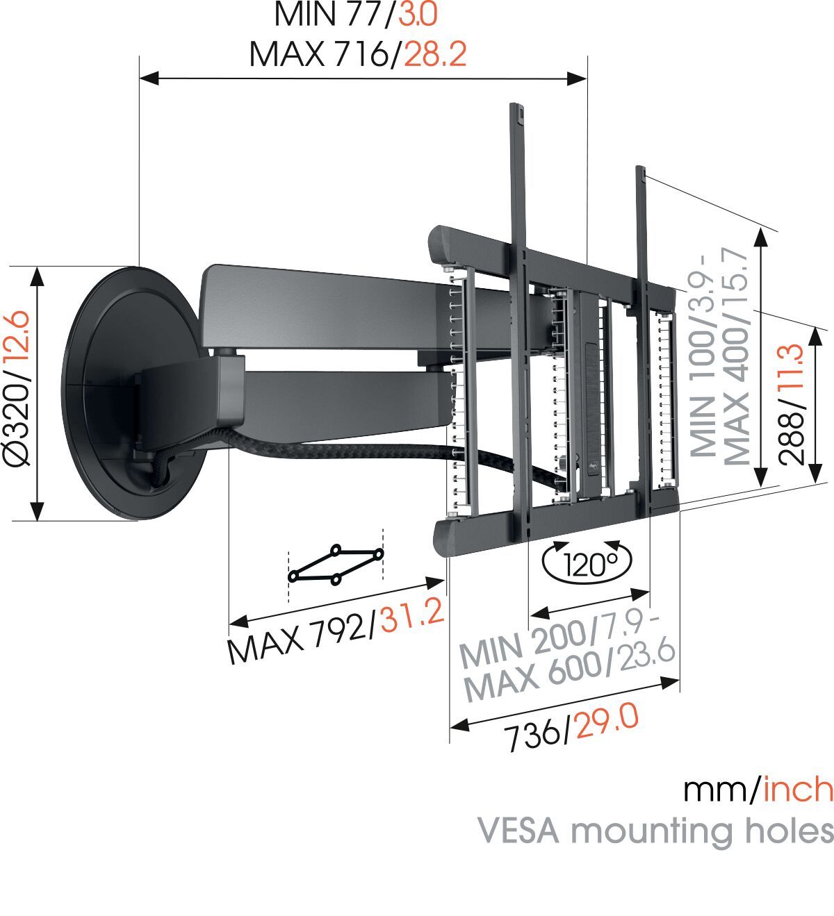 Vogel's TVM 7655 mount in black alternate view