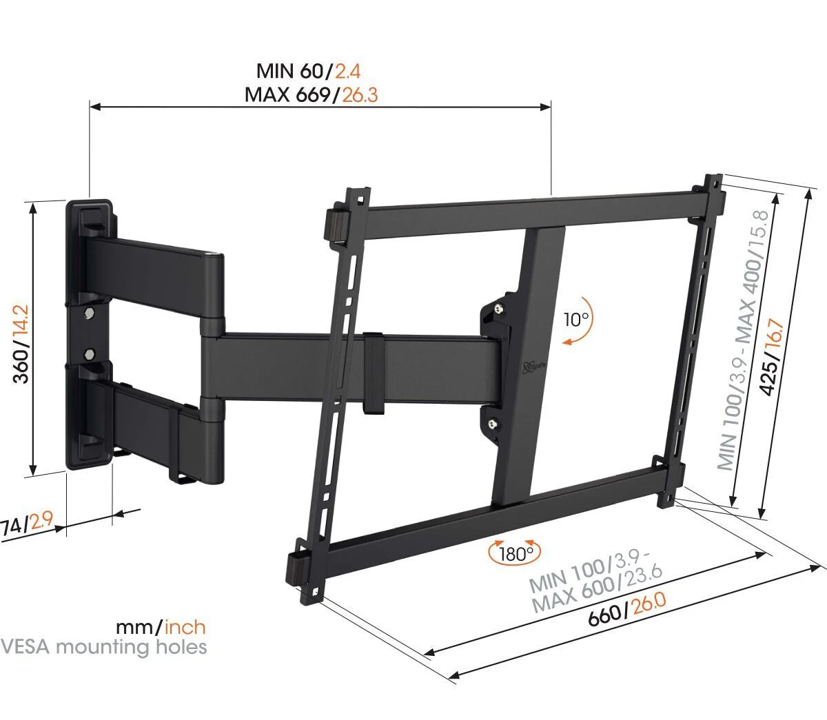 Vogel's TVM 3845 Full Motion+ Mount XL - Black