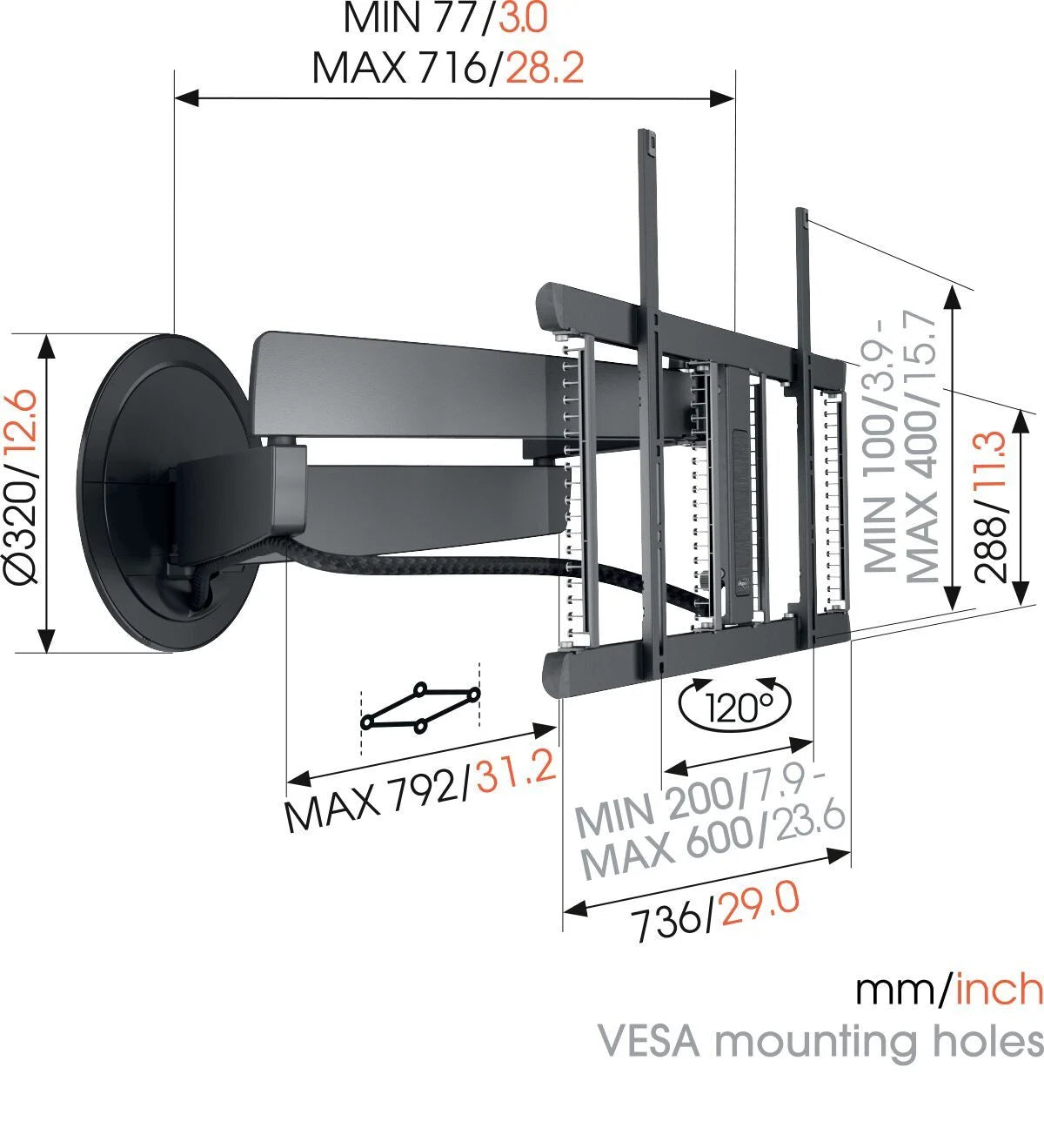 Vogel's TVM 7675 mount in black alternate view 3